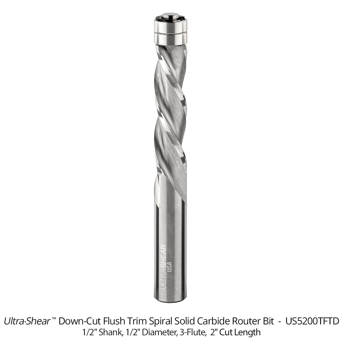 Flush Trim Router Bits - Solid Carbide - 1/2 Diameter - 3 Flute