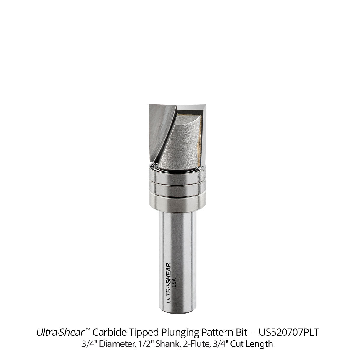 Plunging Pattern Router Bits - Carbide Tipped - 2 Flute