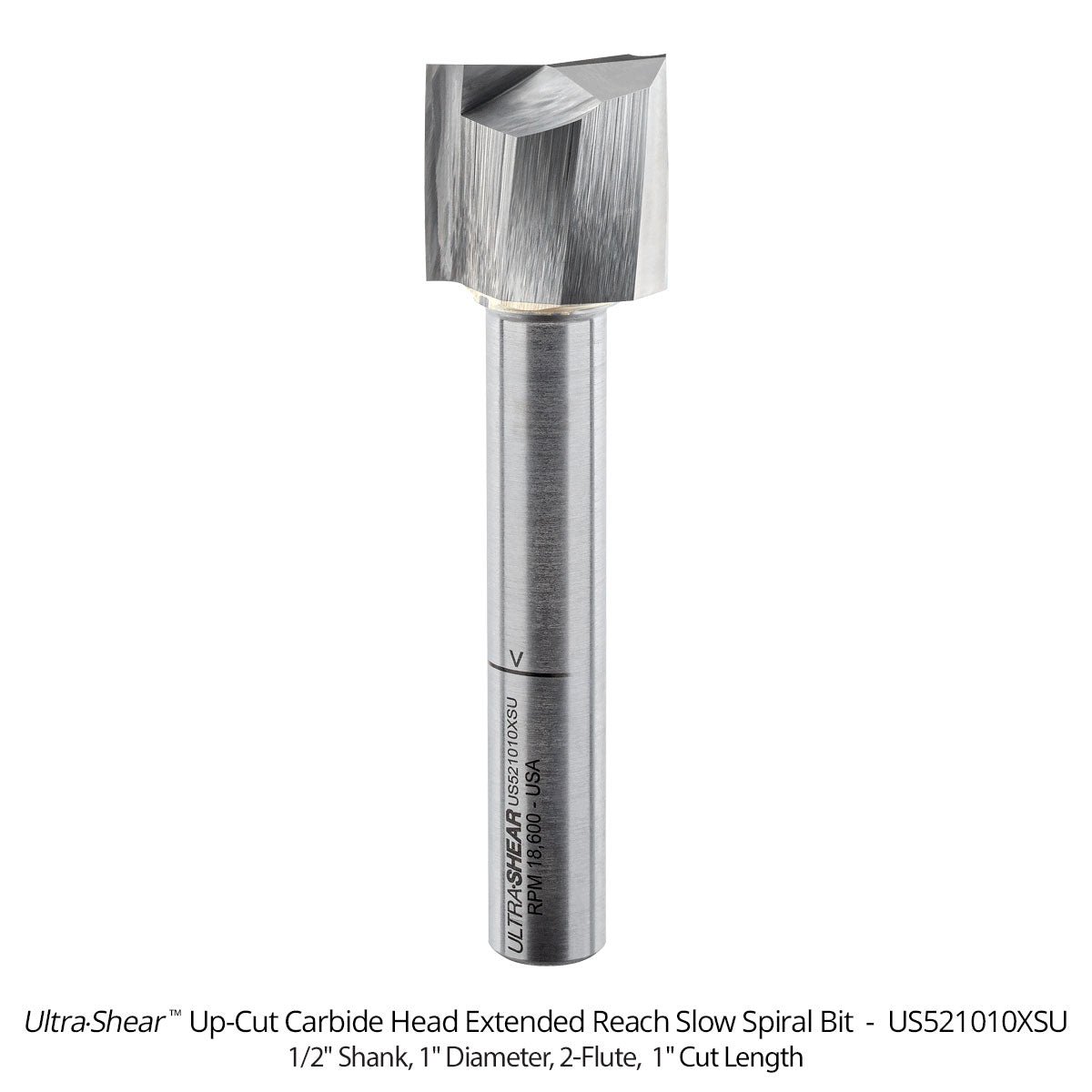 Extended Reach Up-Cut Spiral Joinery Router Bits - Carbide Head - 2 Flute - 1/2 Shank
