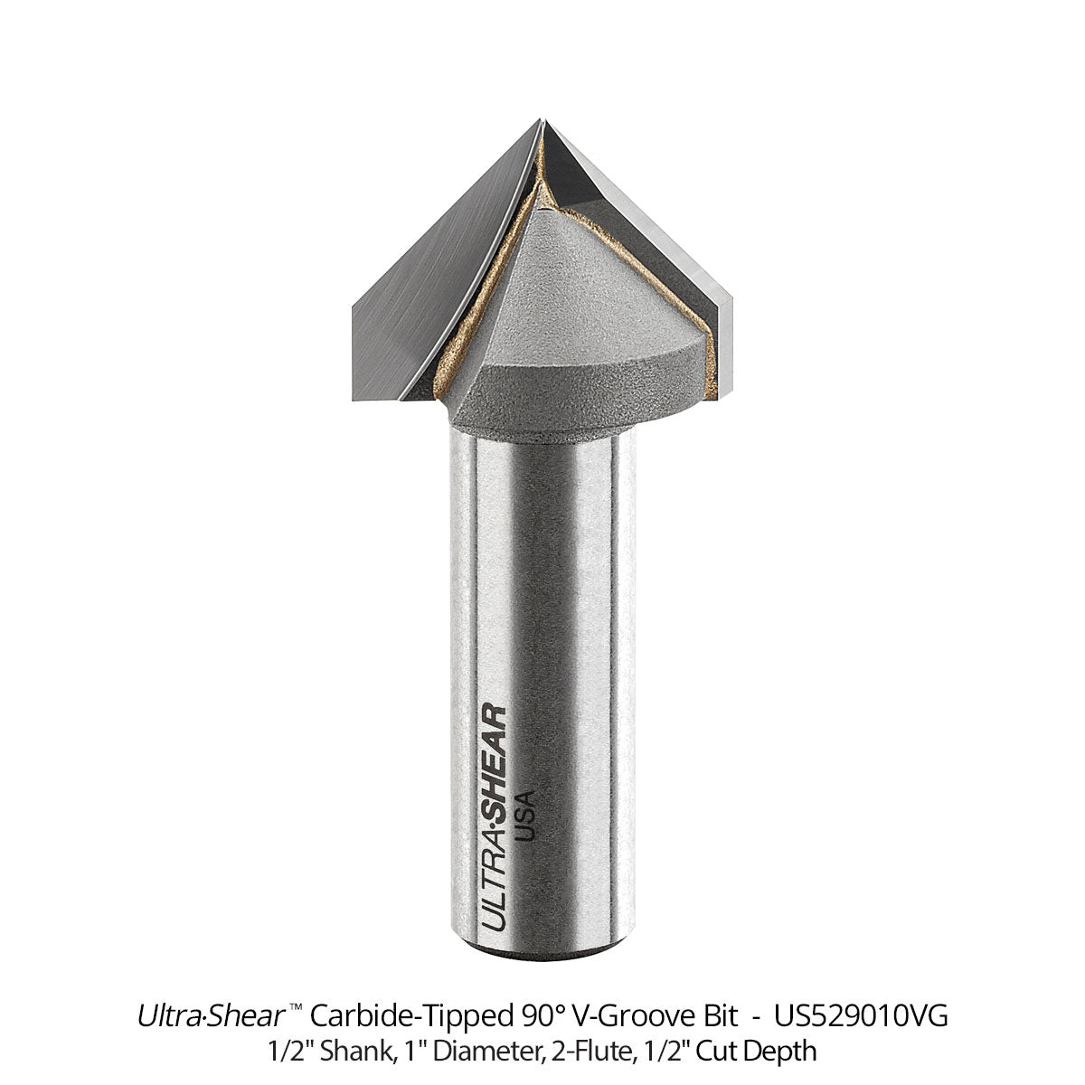 V-Groove CNC Router Bits - Carbide Tipped - 2 Flute