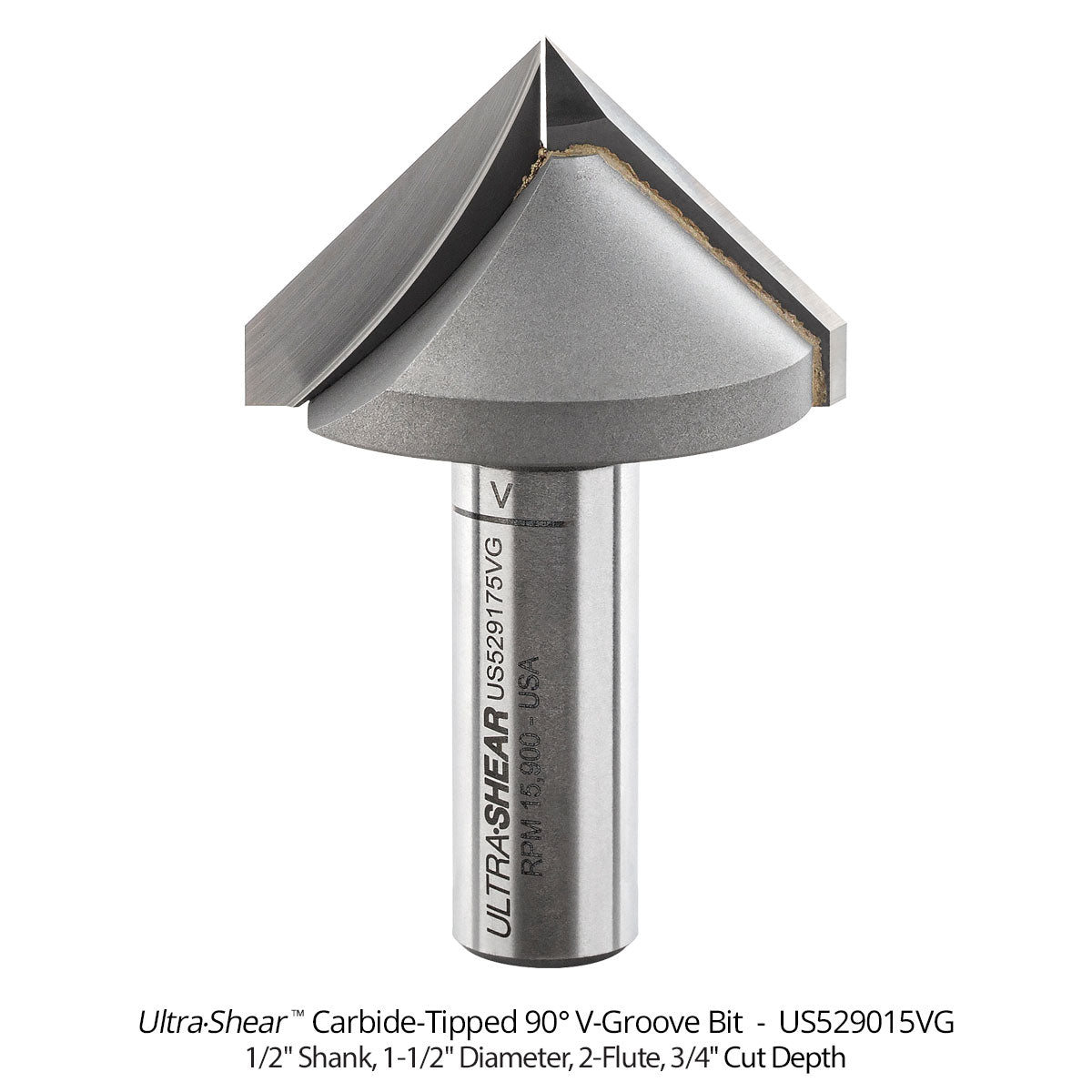 V-Groove CNC Router Bits - Carbide Tipped - 2 Flute