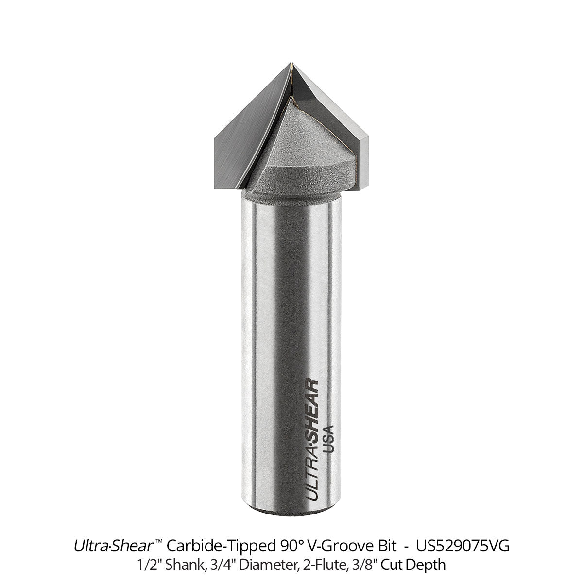 V-Groove CNC Router Bits - Carbide Tipped - 2 Flute