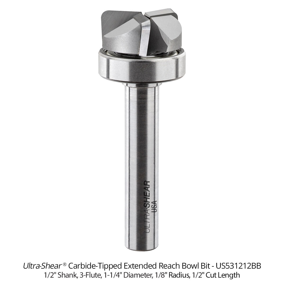 Extended Reach Bowl Router Bits - Carbide Tipped - 3 Flute
