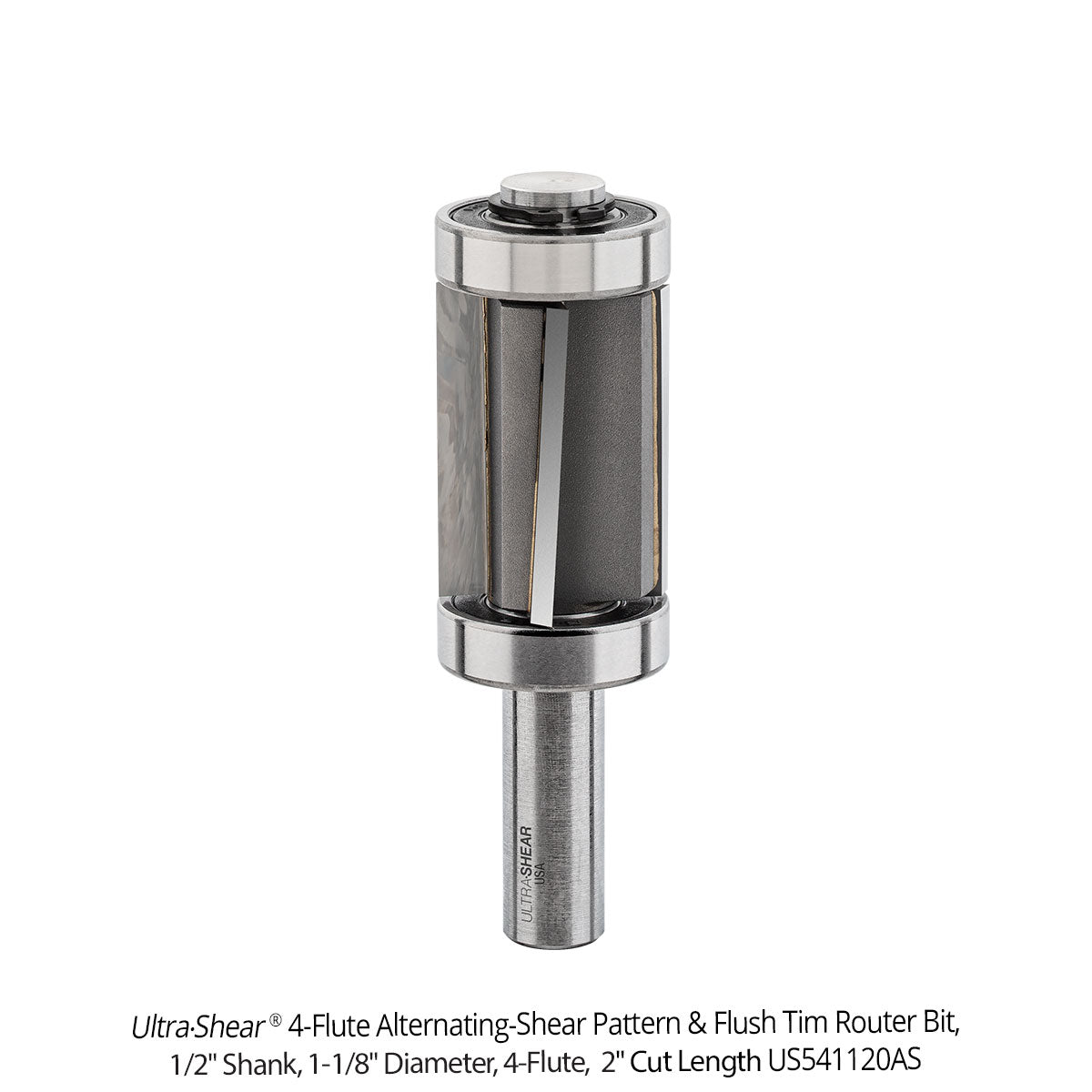 Alternating Shear Pattern & Flush Trim Router Bits - 4 Flute - Dual Bearing - Carbide Tipped - 1/2 Shank