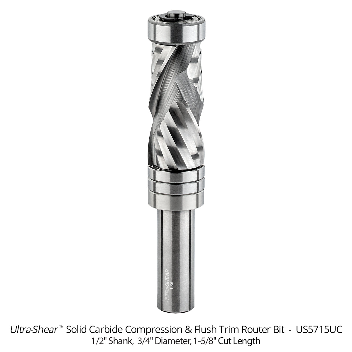Compression Combination Pattern & Flush Trim Router Bit - 1/2 Shank - Solid Carbide