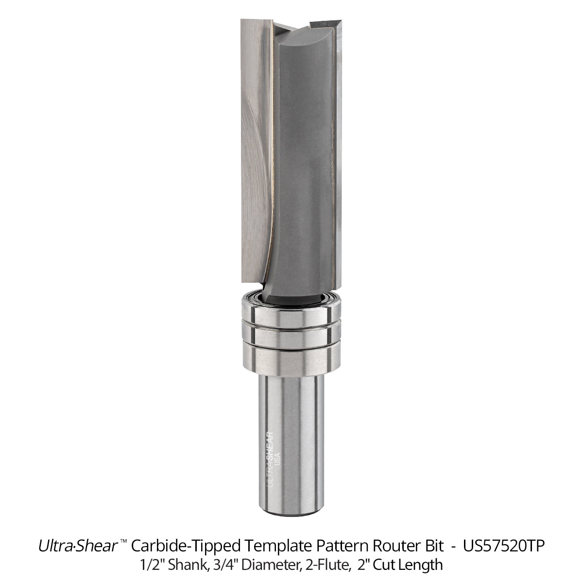 Template Pattern Router Bits - Carbide Tipped - 1/2 Shank - 3/4 Diameter - 2 Flute