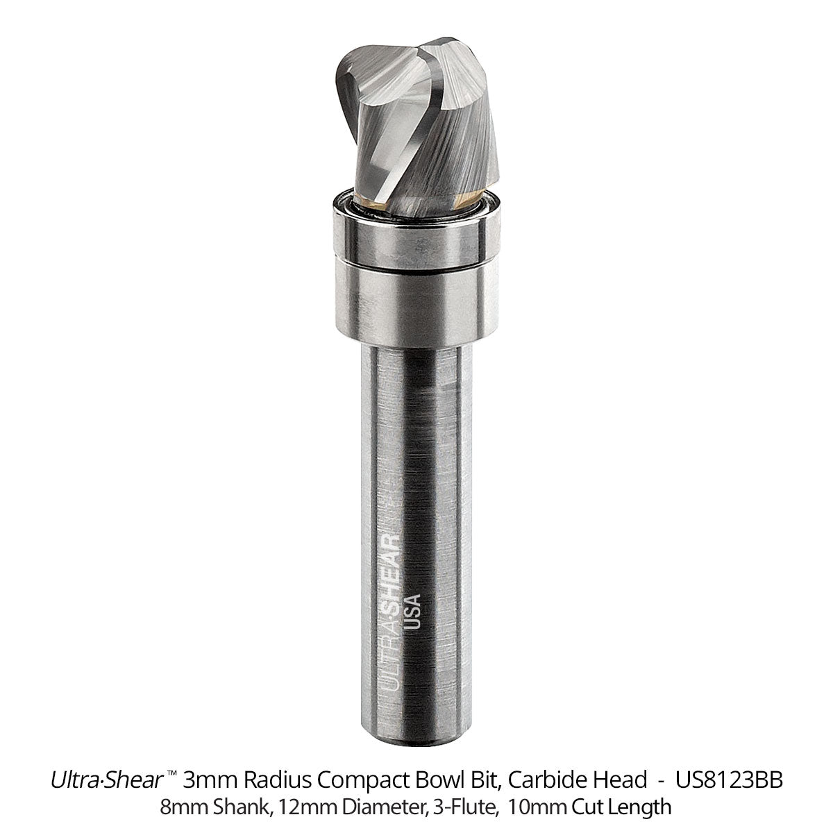 Compact Bowl Router Bits - Carbide Head - 3-Flute
