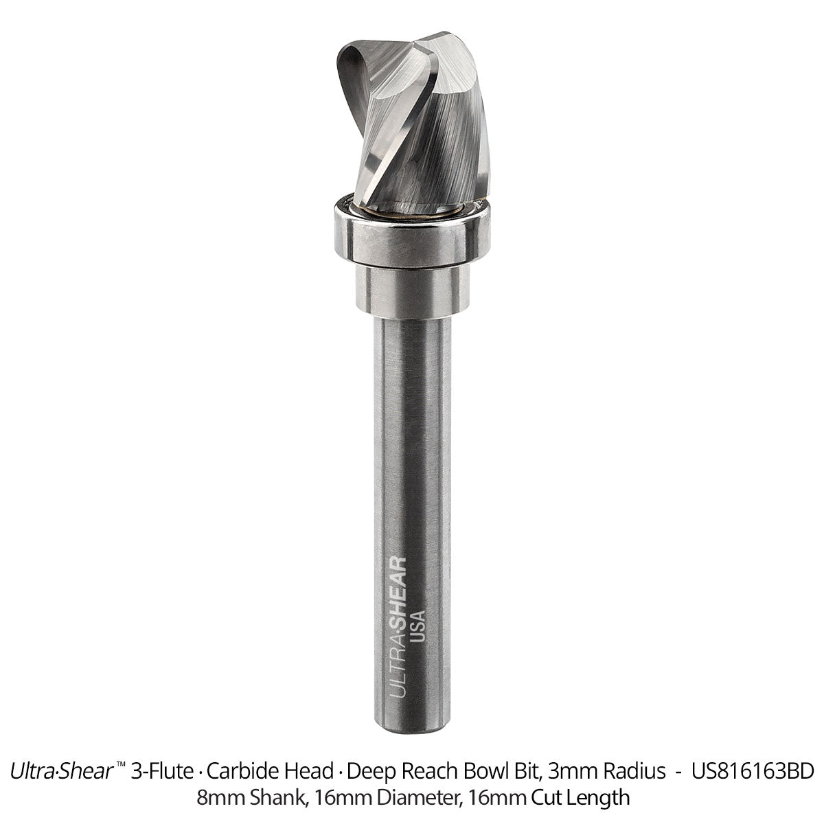 Deep Reach Bowl Router Bits - Carbide Head - 3-Flute
