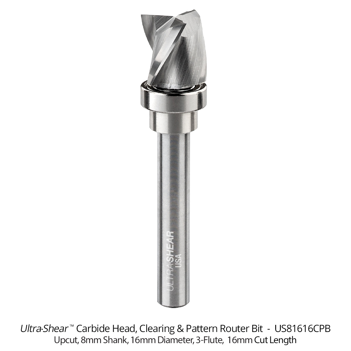 Clearing Pattern Router Bits - Carbide Head - 8MM Shank