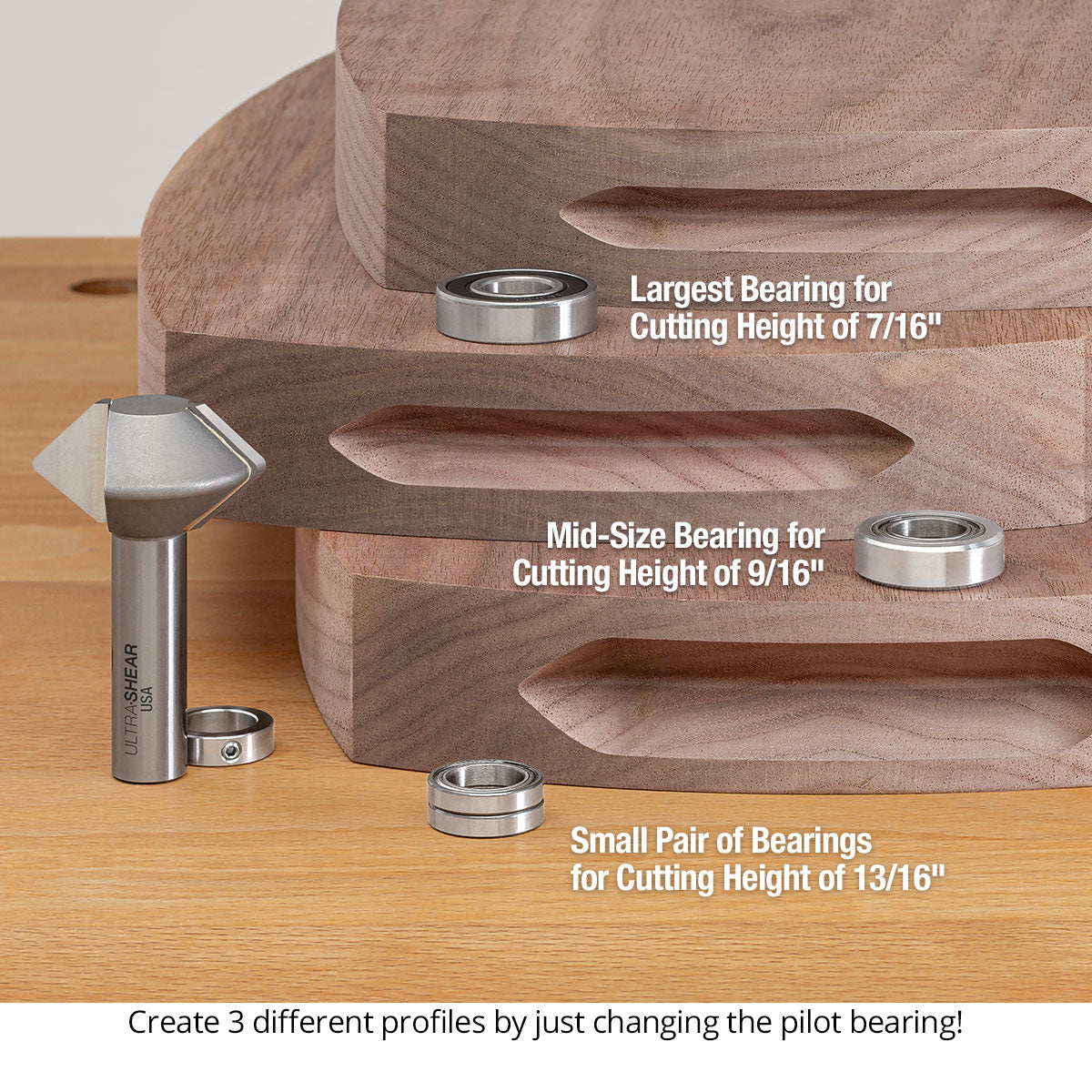 2-Flute Carbide-Tipped V-Groove Finger Grip Bits Open Box