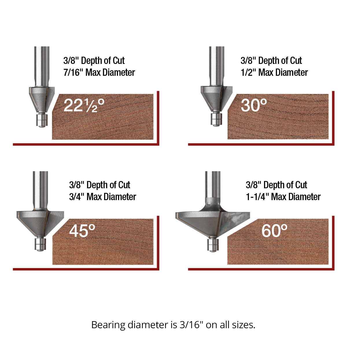 Carbide Tipped Micro-Bearing Chamfer Bit, 1/4" Shank Open Box