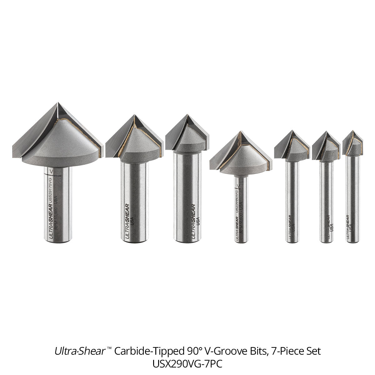 V-Groove CNC Router Bits - Carbide Tipped - 2 Flute