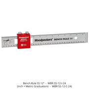 Bench Rule - Stainless Steel - 12" Inch Graduations - CLOSEOUT
