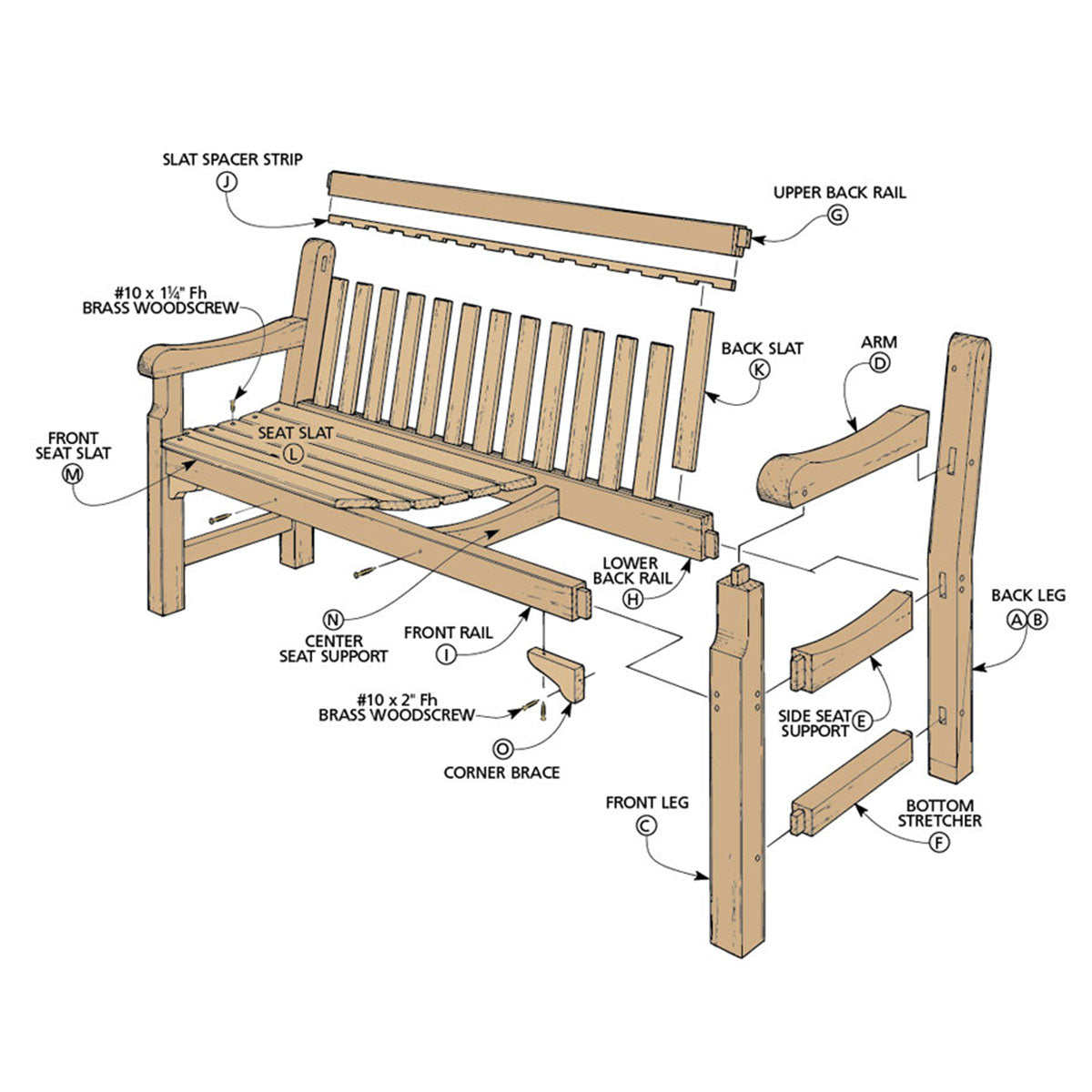 Woodsmith Redwood Garden Bench Plan