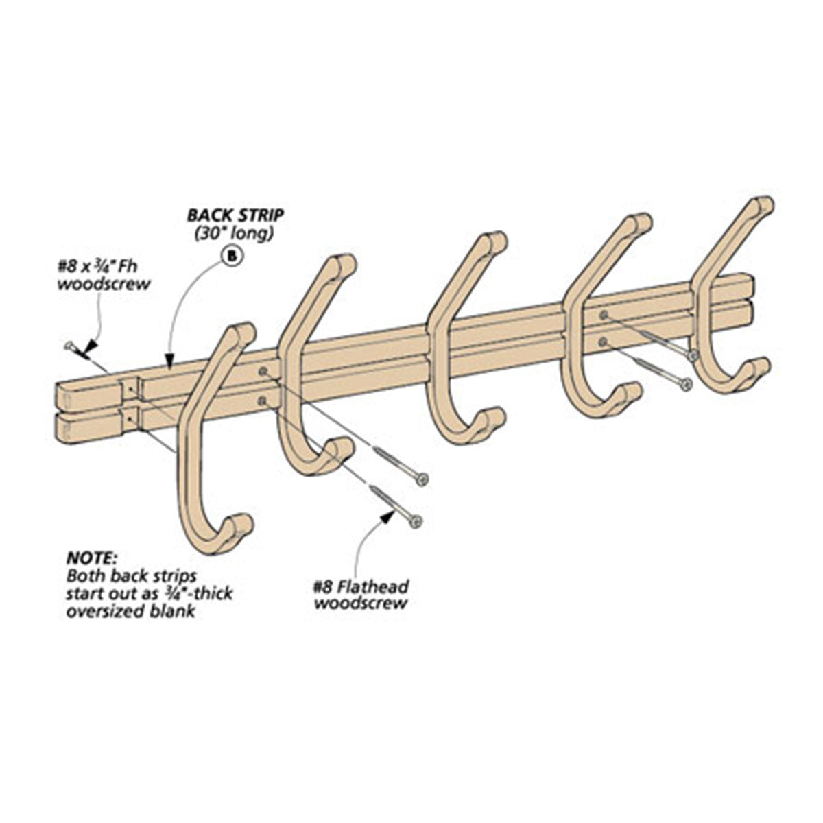 Woodsmith Laminated Coat Rack Plan