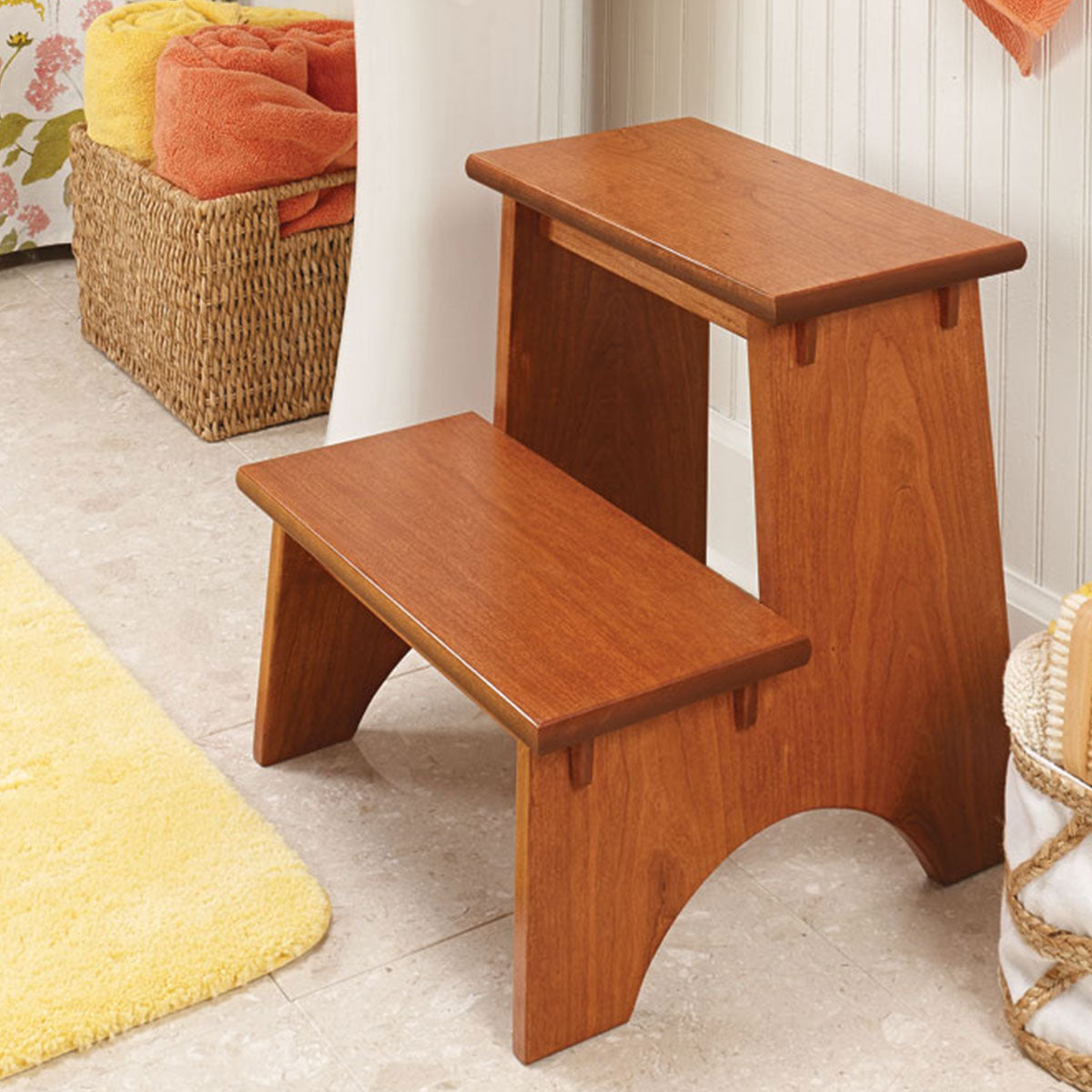 Woodsmith Classic Cherry Step Stool Standard Plan & Premium Shop Drawings