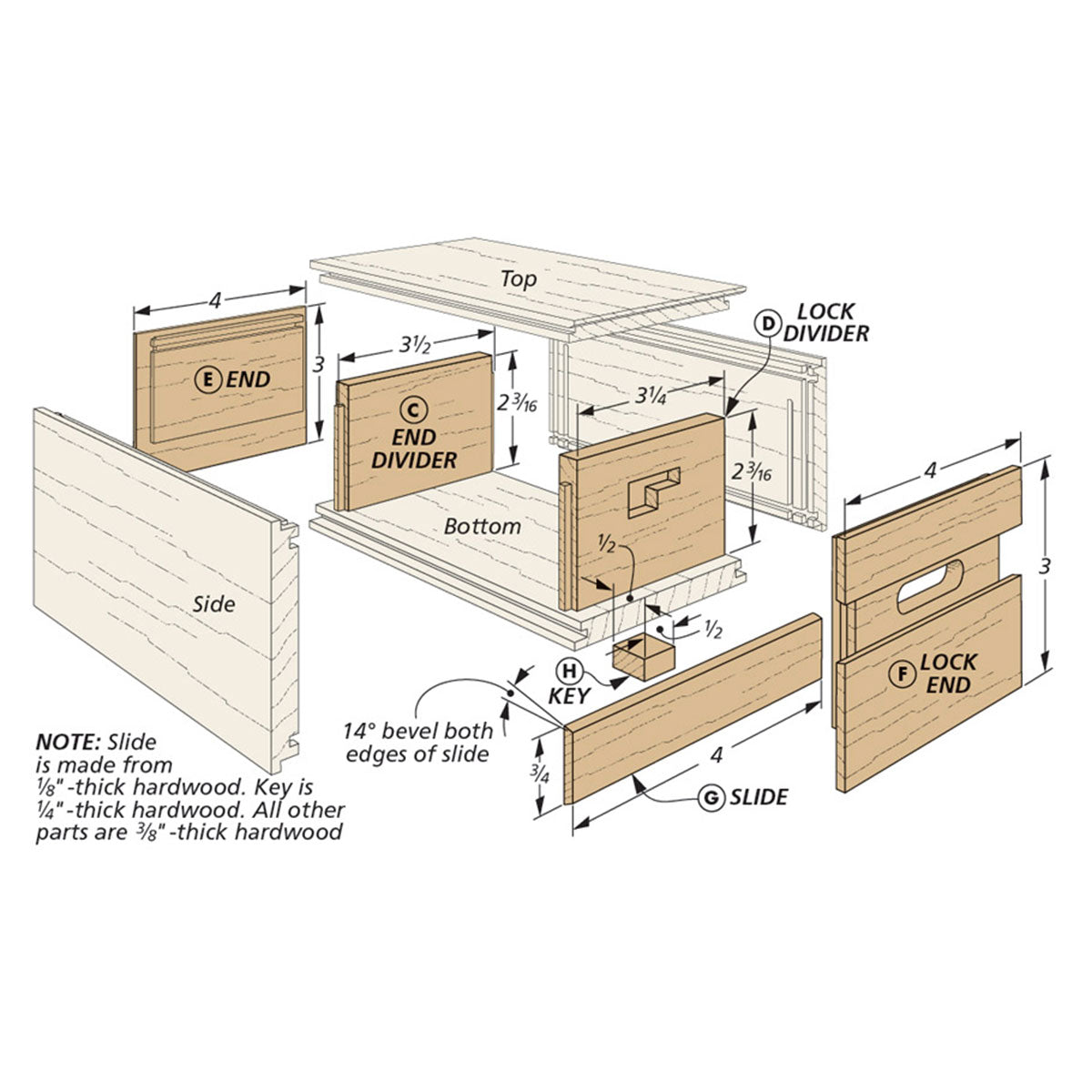 Woodsmith Clever Puzzle Boxes Standard Plan & Premium Shop Drawings