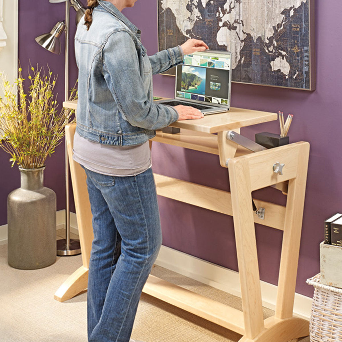 Woodsmith Adjustable Desk Standard Plan & Premium Shop Drawings